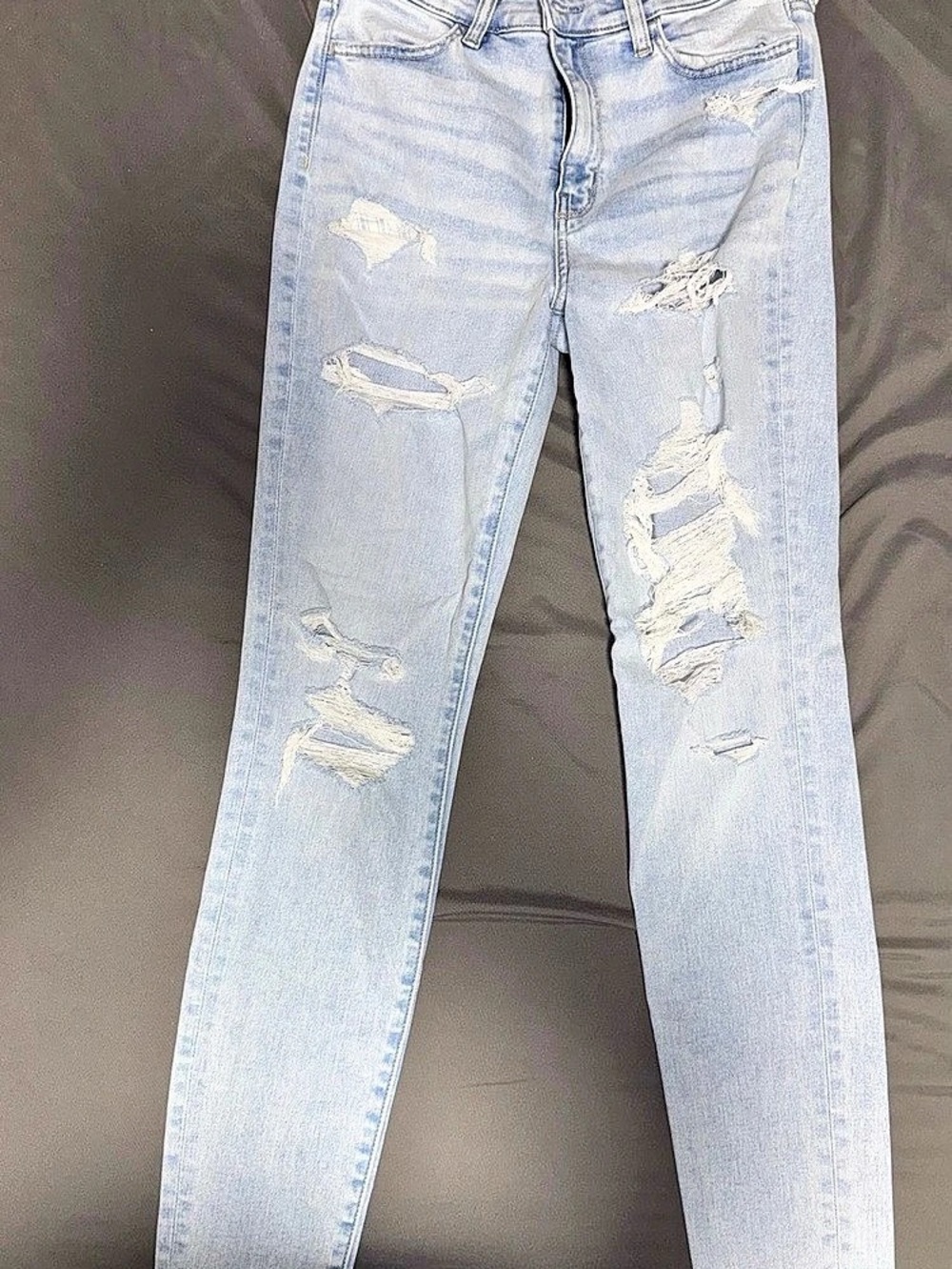 7 For All Mankind Distressed Straight Leg Jeans in Blue